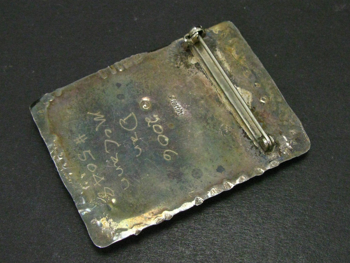 Vintage Sterling Modernist Abstract Enameled Dan McCann Pin Brooch 22g i14208