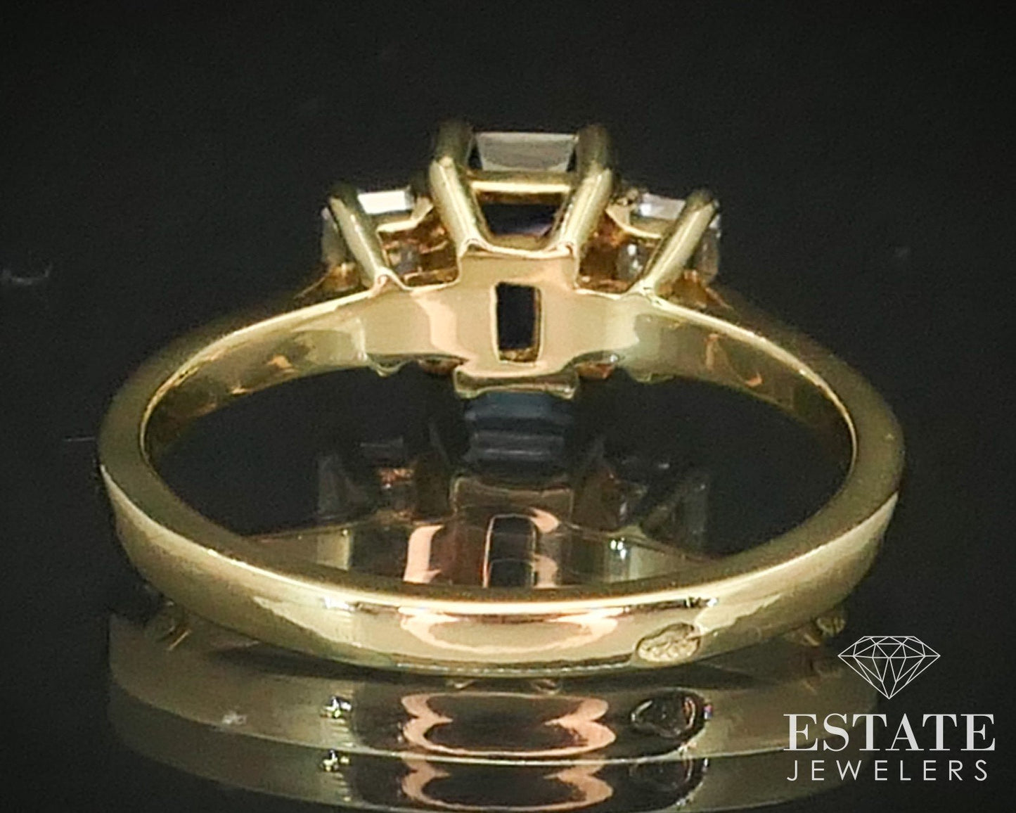 18k Yellow Gold Natural 1.10ct Blue Sapphire & Diamond Ring 3.6g i14162