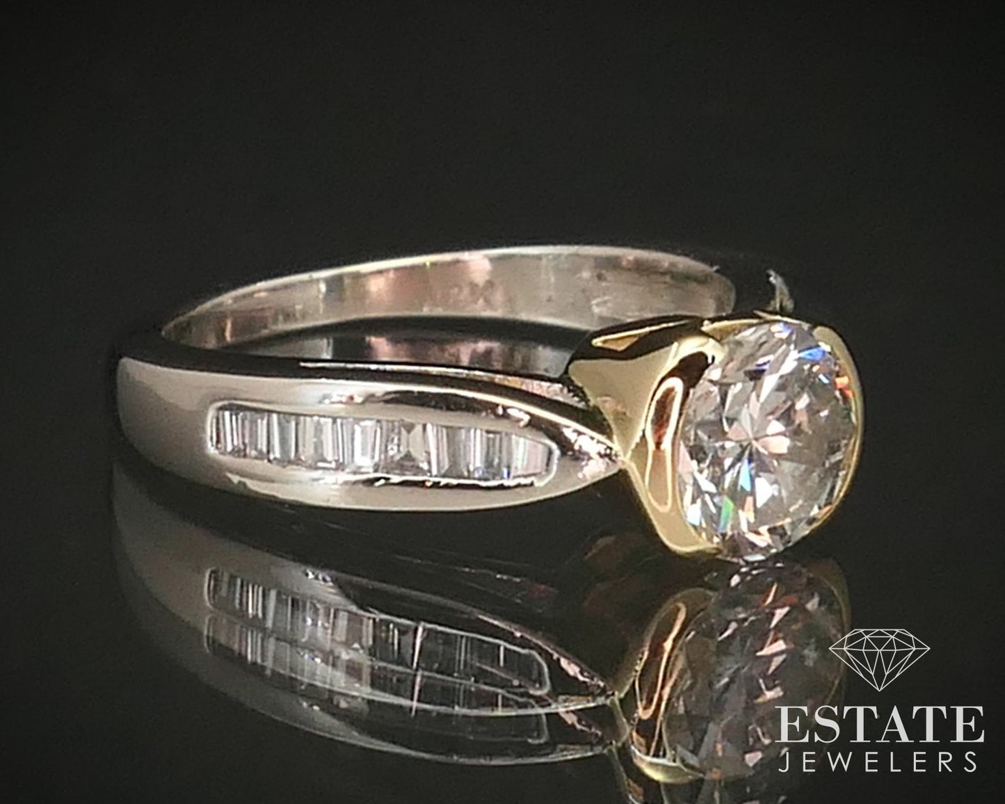 Platinum & 18k Round Natural 1.00ct Diamond Engagement Ring 6.3g i14204