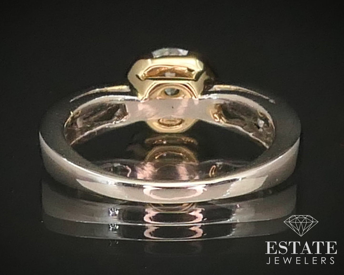 Platinum & 18k Round Natural 1.00ct Diamond Engagement Ring 6.3g i14204