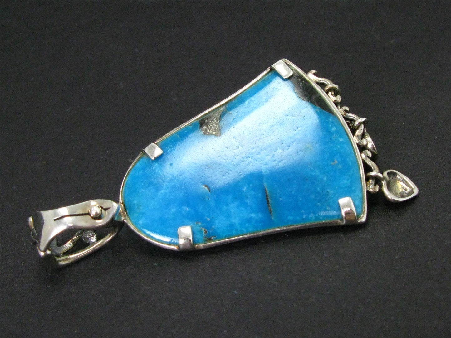 Sterling Natural Turquoise Bell Shaped Heart Pendant 17.9g i14403