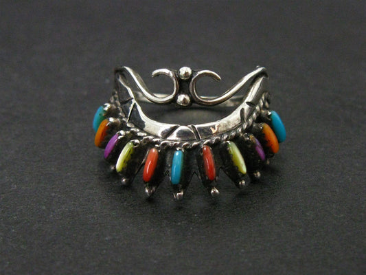 Vintage Sterling Natural Multi Gem Band Ring 3.2g i14478