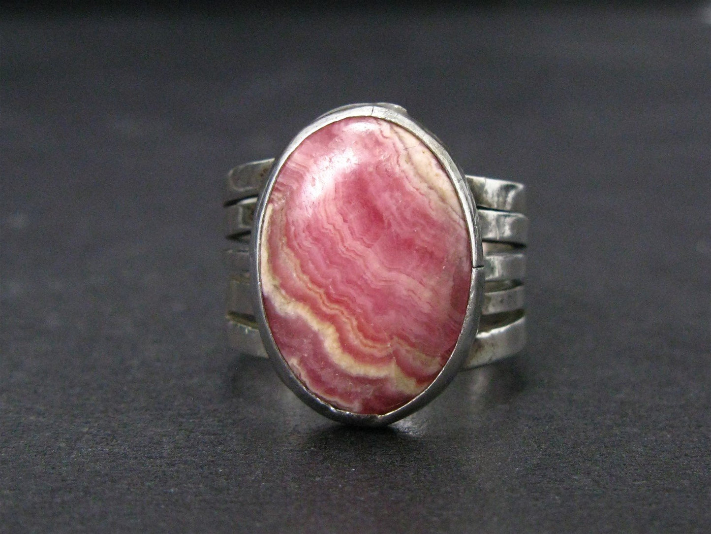 Vintage Sterling Silver Navajo Natural Rhodochrosite Ladies Ring 8.6g i14516