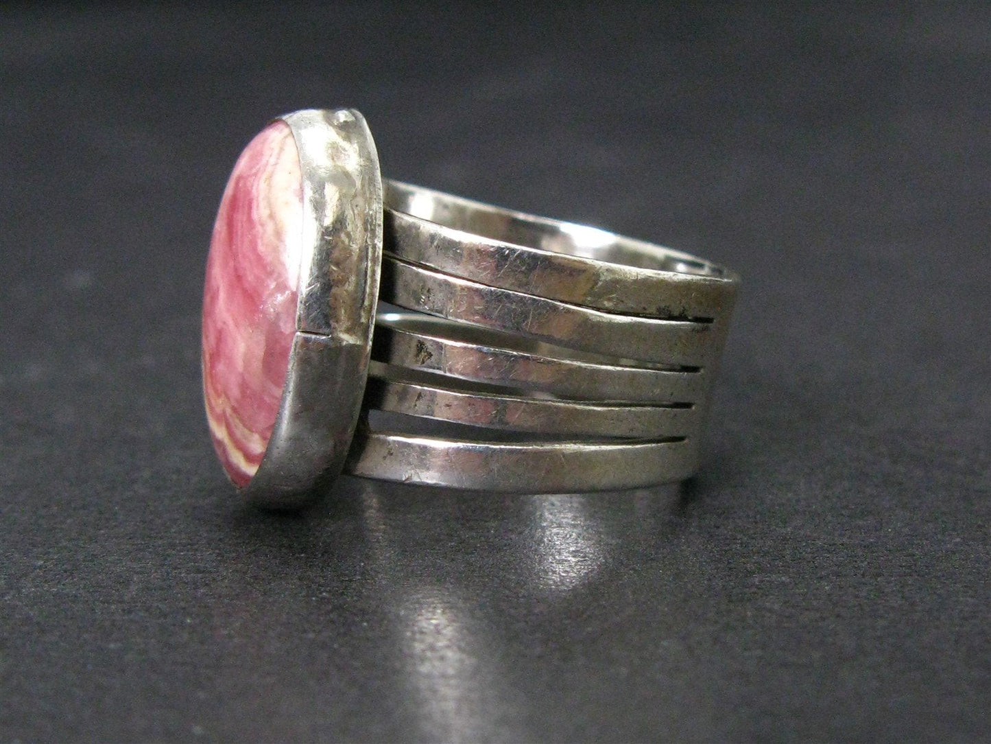 Vintage Sterling Silver Navajo Natural Rhodochrosite Ladies Ring 8.6g i14516