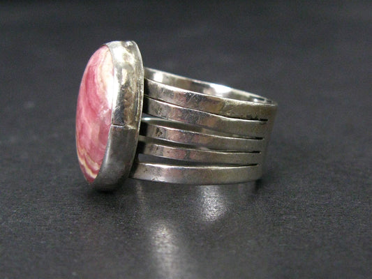 Vintage Sterling Silver Navajo Natural Rhodochrosite Ladies Ring 8.6g i14516