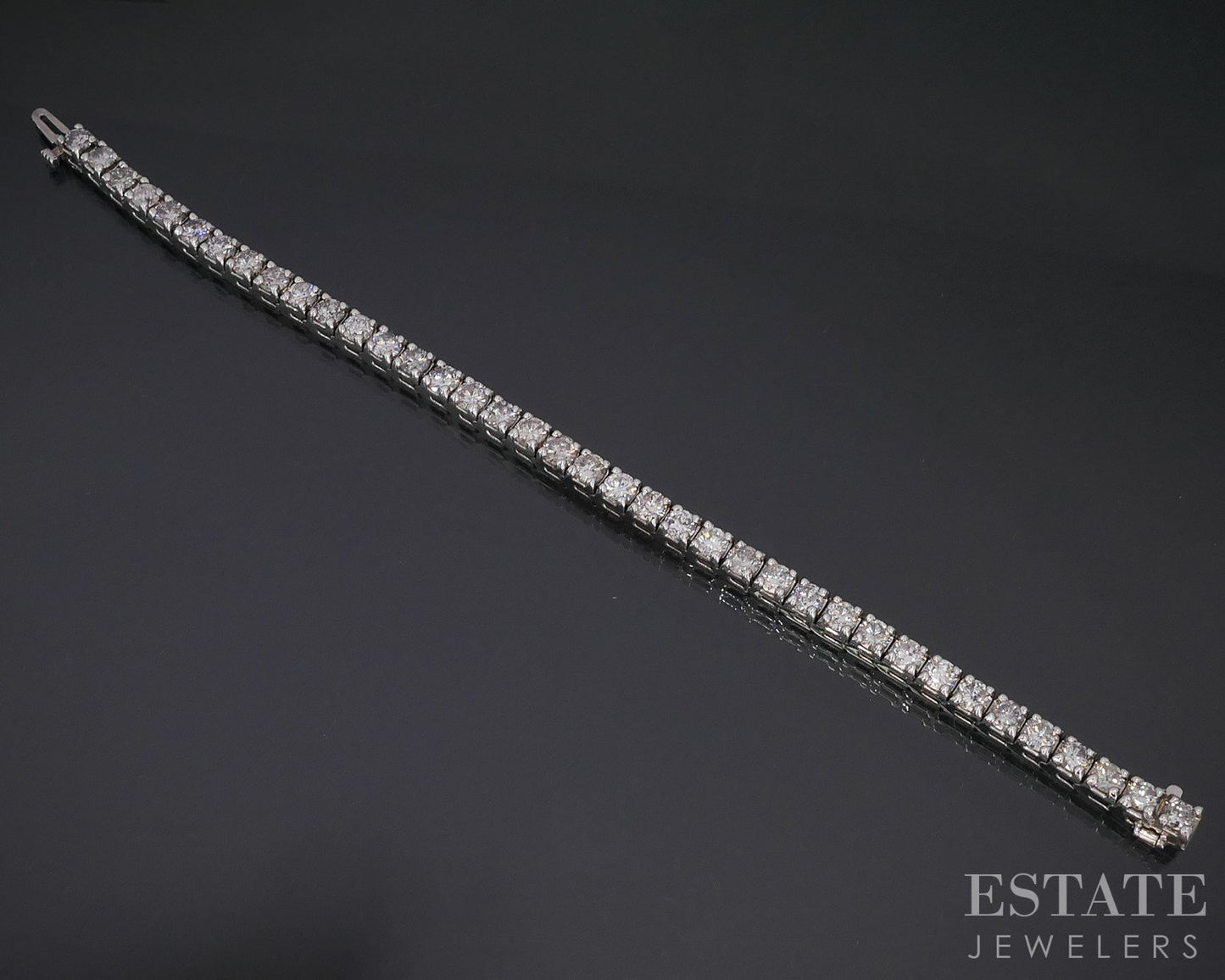 14k White Gold Round 10.00ctw Natural Diamond Tennis Bracelet 21g 7"L i14580