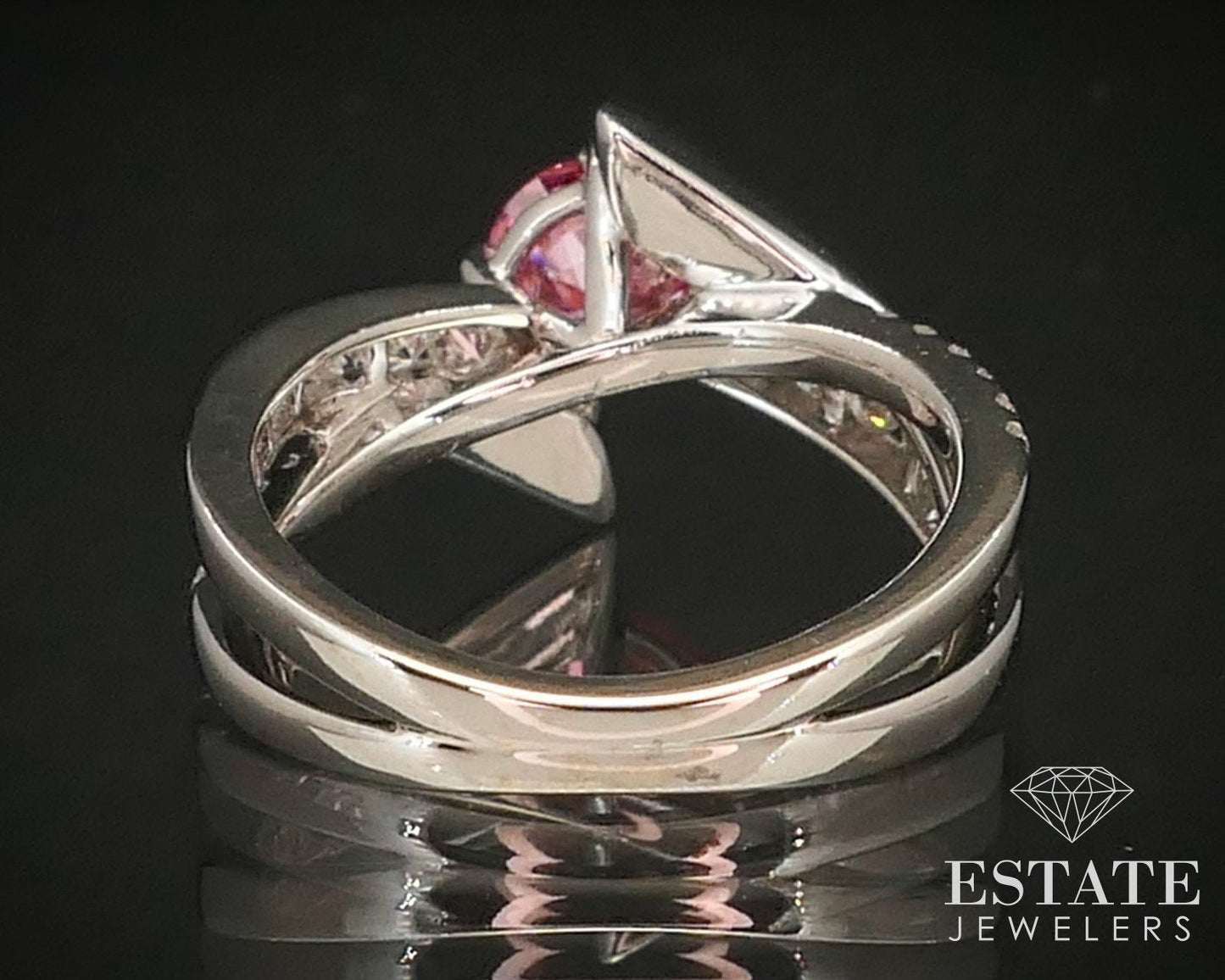 14k White Gold 1.04ct Lab Created Pink & White Diamond Engagement Ring 5g i14634