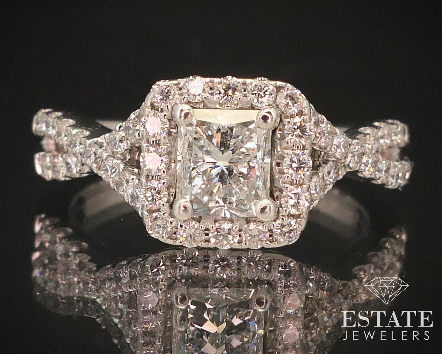 14k White Gold GSI LEO Radiant Natural 1.29ctw Diamond Engagement Ring 4g i14715