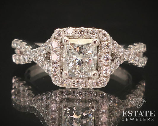14k White Gold GSI LEO Radiant Natural 1.29ctw Diamond Engagement Ring 4g i14715