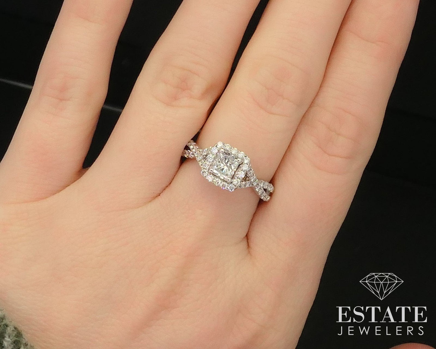 14k White Gold GSI LEO Radiant Natural 1.29ctw Diamond Engagement Ring 4g i14715