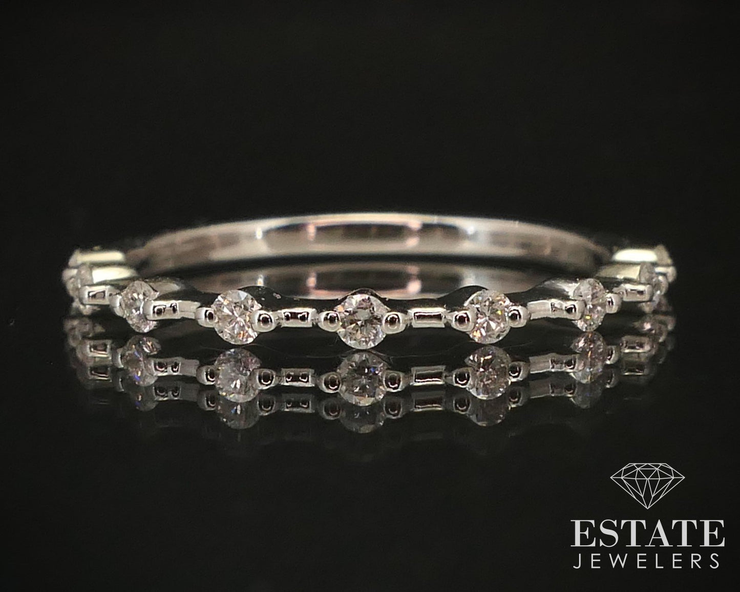 NEW 14k White Gold Natural .18ctw Diamond Ladies Wedding Band Ring 1.4g i14680
