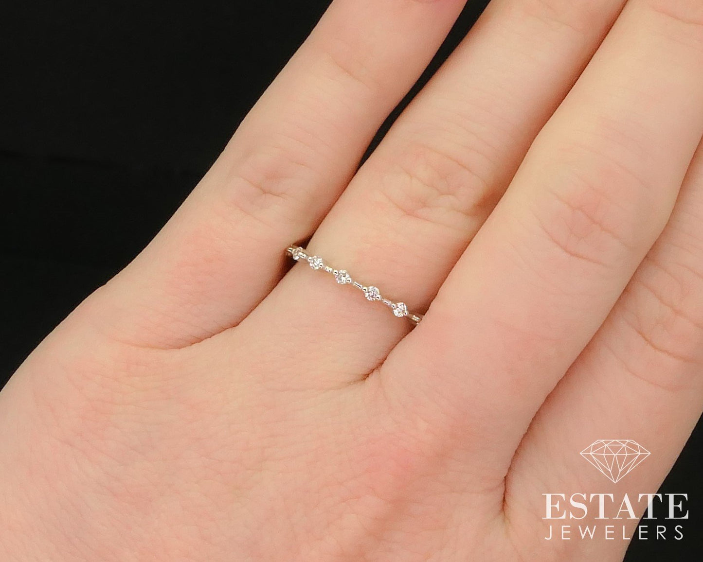 NEW 14k White Gold Natural .18ctw Diamond Ladies Wedding Band Ring 1.4g i14680