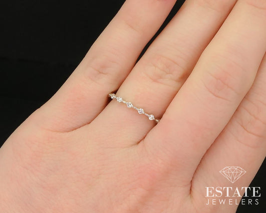NEW 14k White Gold Natural .18ctw Diamond Ladies Wedding Band Ring 1.4g i14680