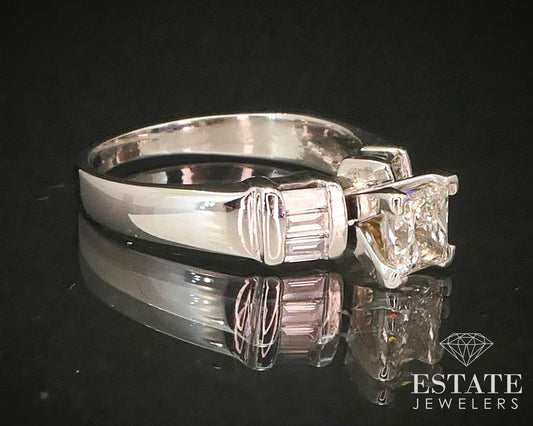 14k White Gold Princess Natural .73ctw Diamond Engagement Ring 4.1g i14787