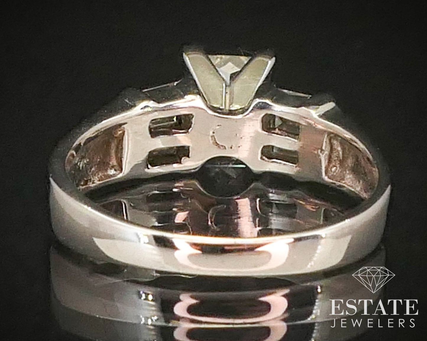14k White Gold Princess Natural .73ctw Diamond Engagement Ring 4.1g i14787