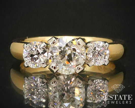 Platinum & 22k YG Round European Cut 1.18ctw Diamond Engagement Ring 6.5g i14786