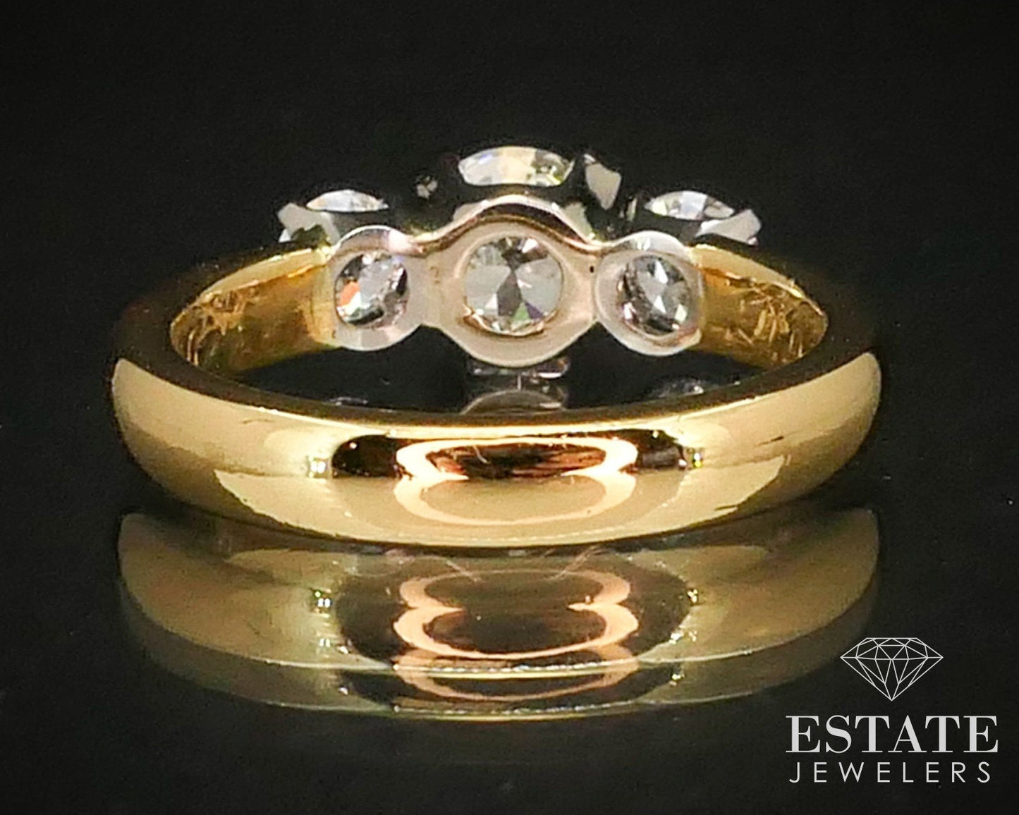 Platinum & 22k YG Round European Cut 1.18ctw Diamond Engagement Ring 6.5g i14786