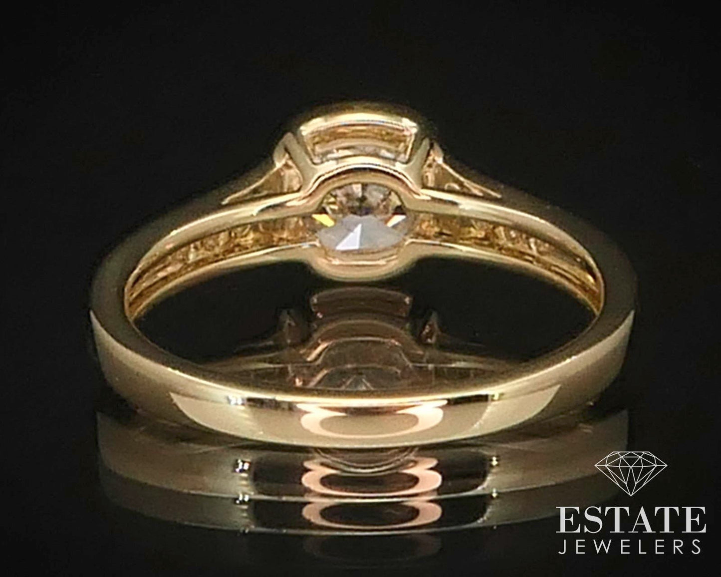 14k Yellow Gold Cushion Natural .99ct Diamond Engagement Ring 3.3g i14797
