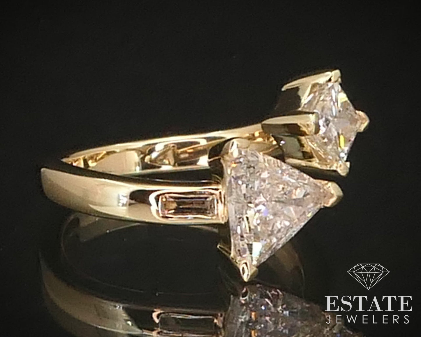 14k Yellow Gold Natural 2.20ctw Diamond Ladies Bypass Band Ring 5.3g i14796