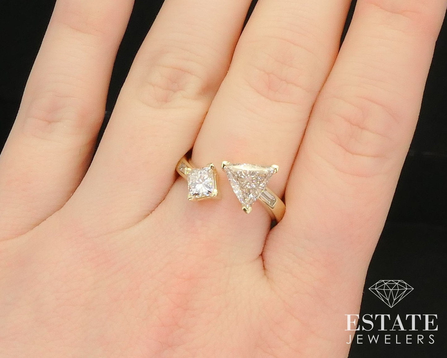 14k Yellow Gold Natural 2.20ctw Diamond Ladies Bypass Band Ring 5.3g i14796