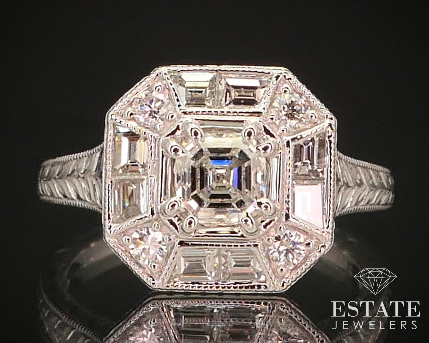 14k White Gold GIA Emerald Natural 1.15ctw Diamond Halo Engagement Ring i14789