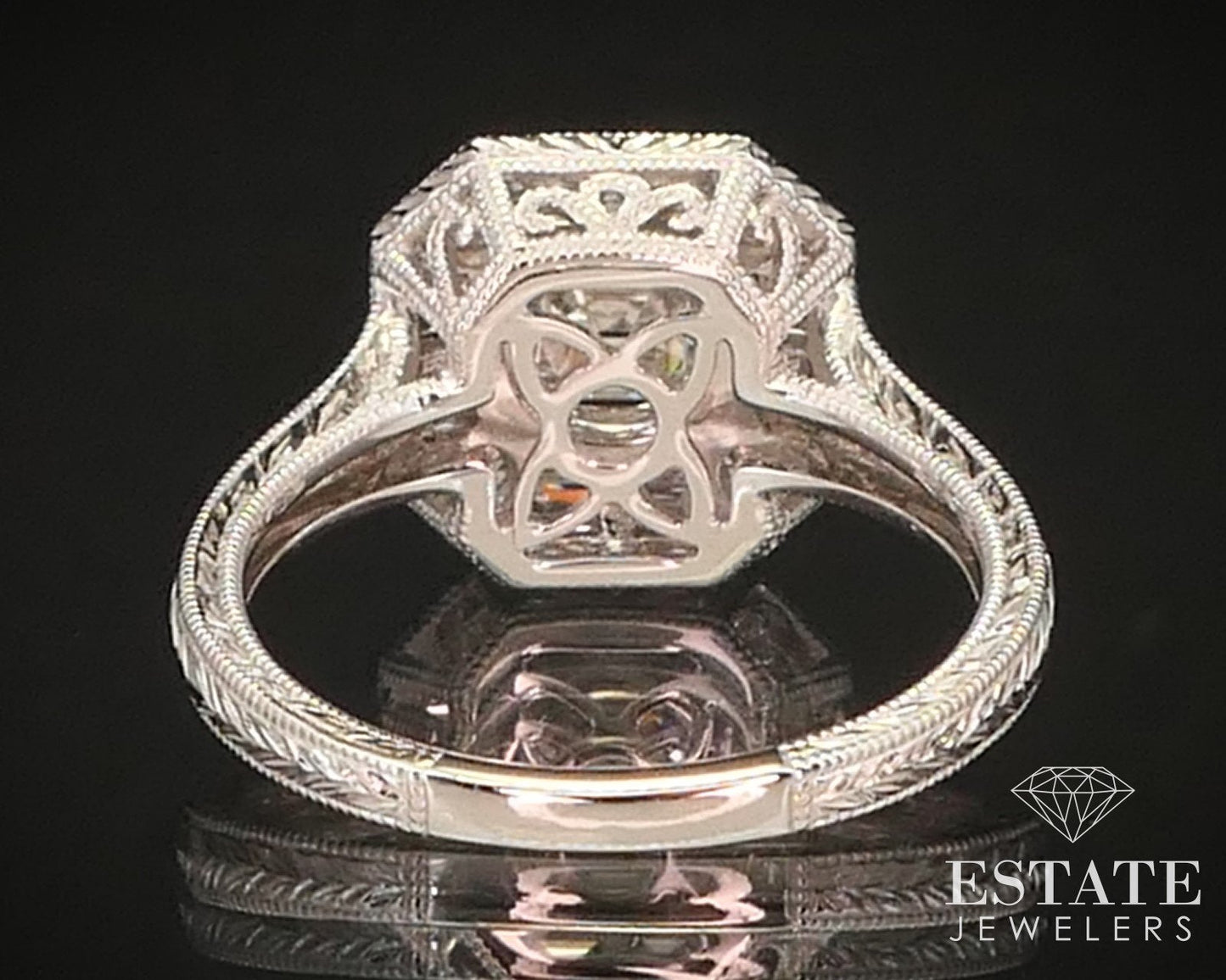 14k White Gold GIA Emerald Natural 1.15ctw Diamond Halo Engagement Ring i14789