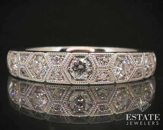 14k White Gold Natural .30ctw Diamond Ladies Wedding Band Ring 3g i14805