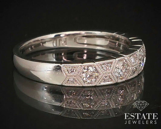 14k White Gold Natural .30ctw Diamond Ladies Wedding Band Ring 3g i14805