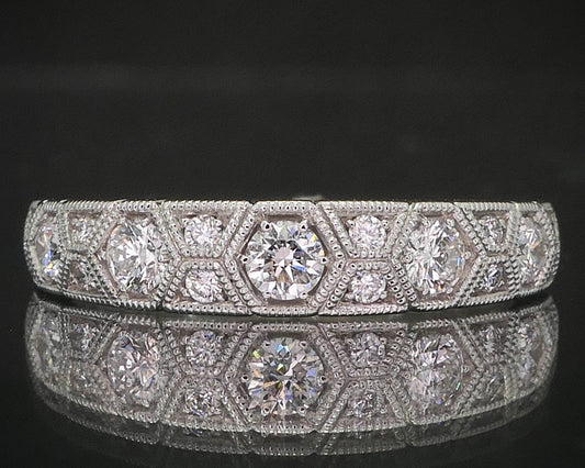 14k White Gold Natural .30ctw Diamond Ladies Wedding Band Ring 3g i14805