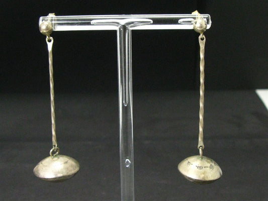 Vintage Sterling 925 Navajo Long Beaded Dangle Earrings 6.8g i14866