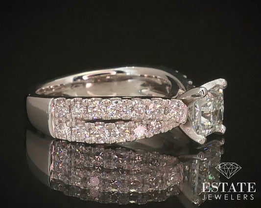 14k White Gold Princess GSI Natural 1.76ctw Diamond Engagement Ring 4.7g i14885
