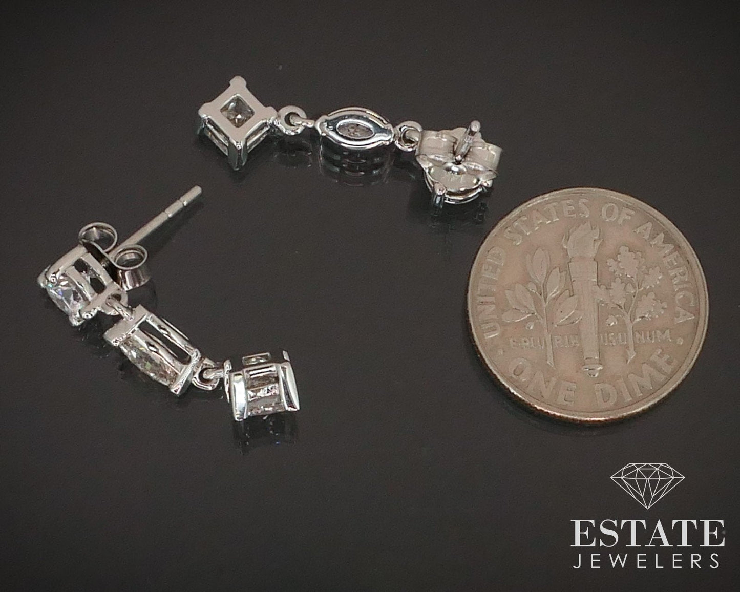 Custom 14k White Gold Natural 2.30ctw Diamond Dangle Earrings 2.8g i14942