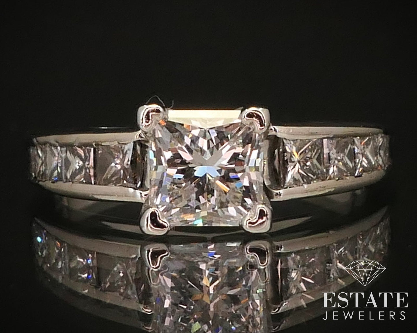 14k White Gold IGI Princess Natural 1.07ct Diamond Engagement Ring 3.8g i14944