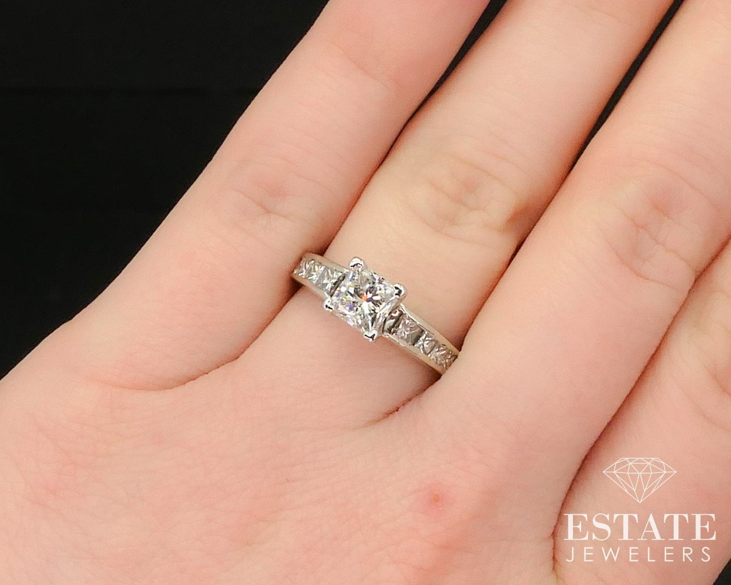 14k White Gold IGI Princess Natural 1.07ct Diamond Engagement Ring 3.8g i14944