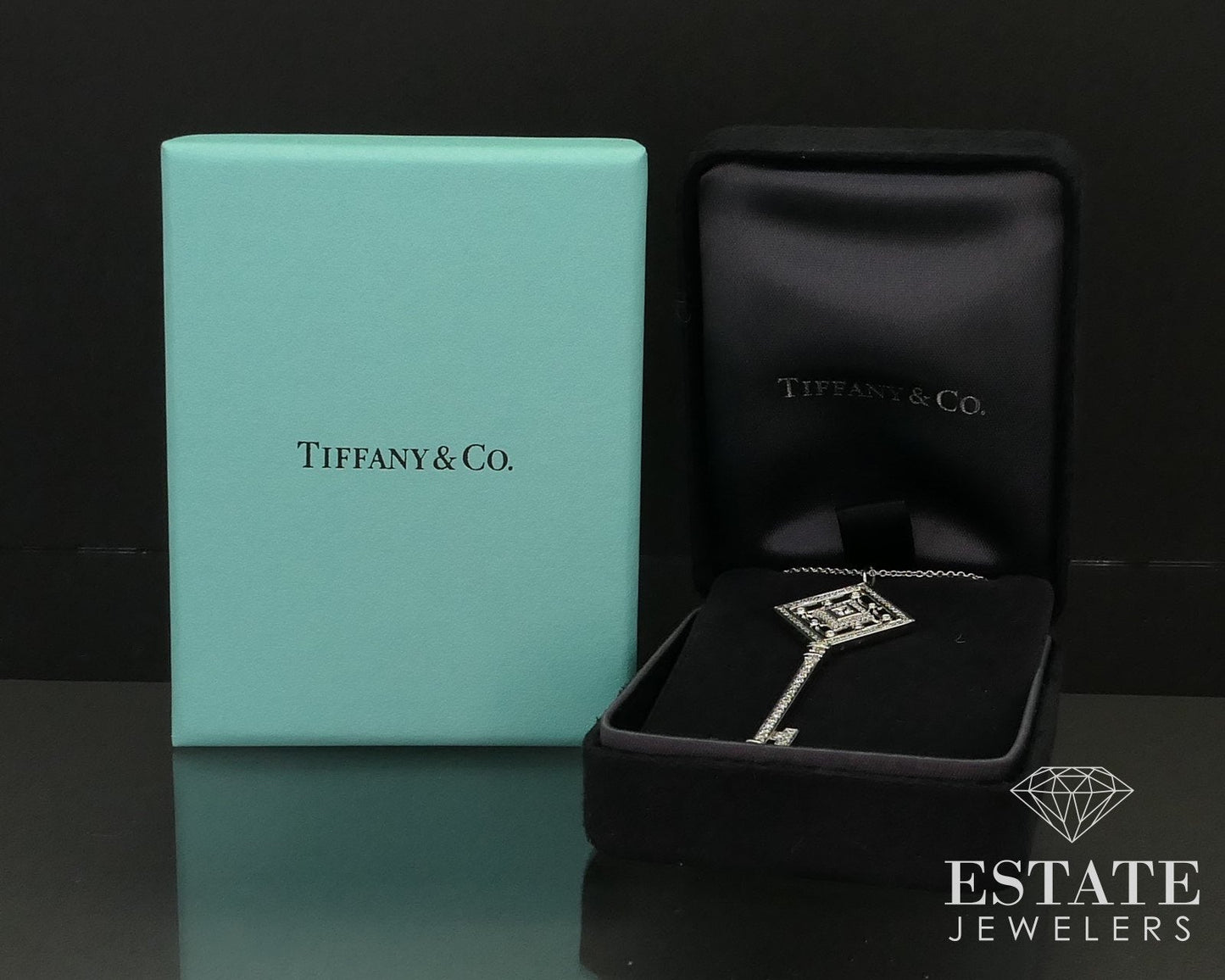 Platinum Tiffany & Co. Natural .59ctw Diamond Grace Key Pendant Necklace i15018