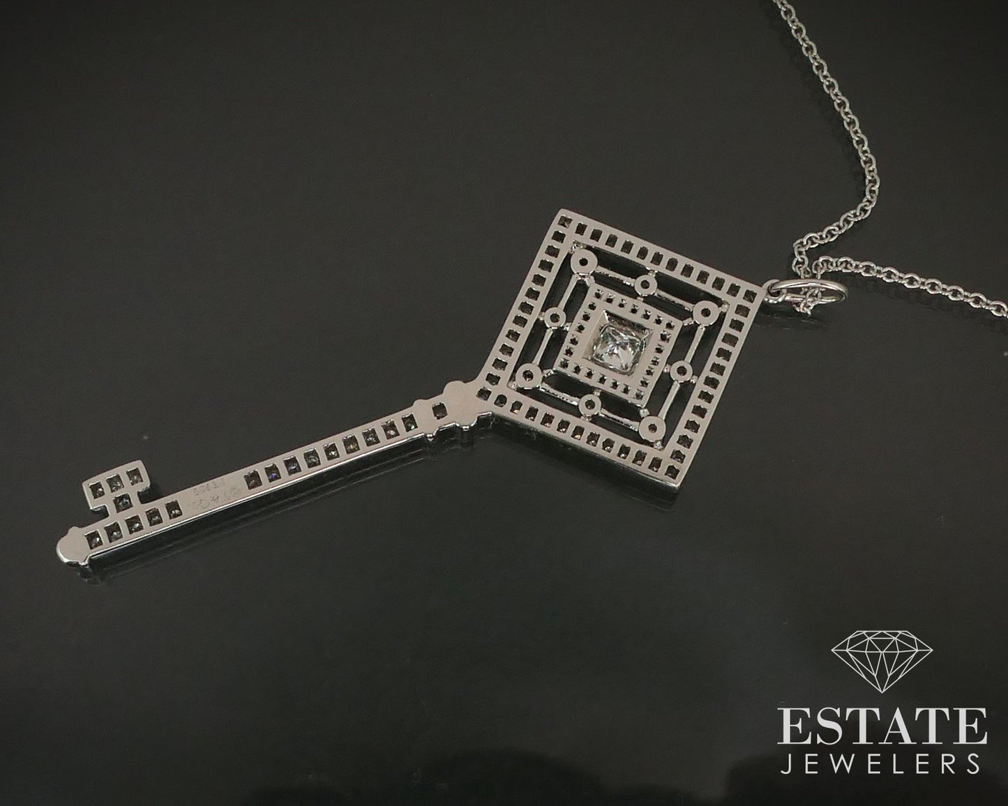 Platinum Tiffany & Co. Natural .59ctw Diamond Grace Key Pendant Necklace p59243