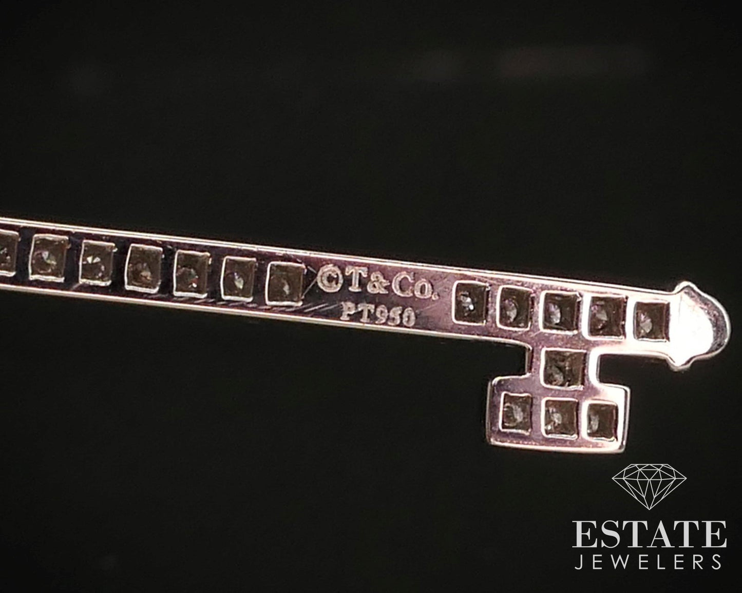 Platinum Tiffany & Co. Natural .59ctw Diamond Grace Key Pendant Necklace p59243