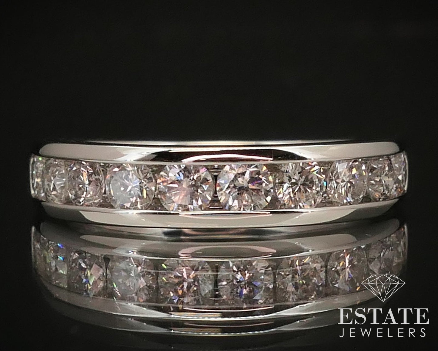 14k White Gold Natural .98ctw Diamond Ladies Wedding Band Ring 3.8g i3726