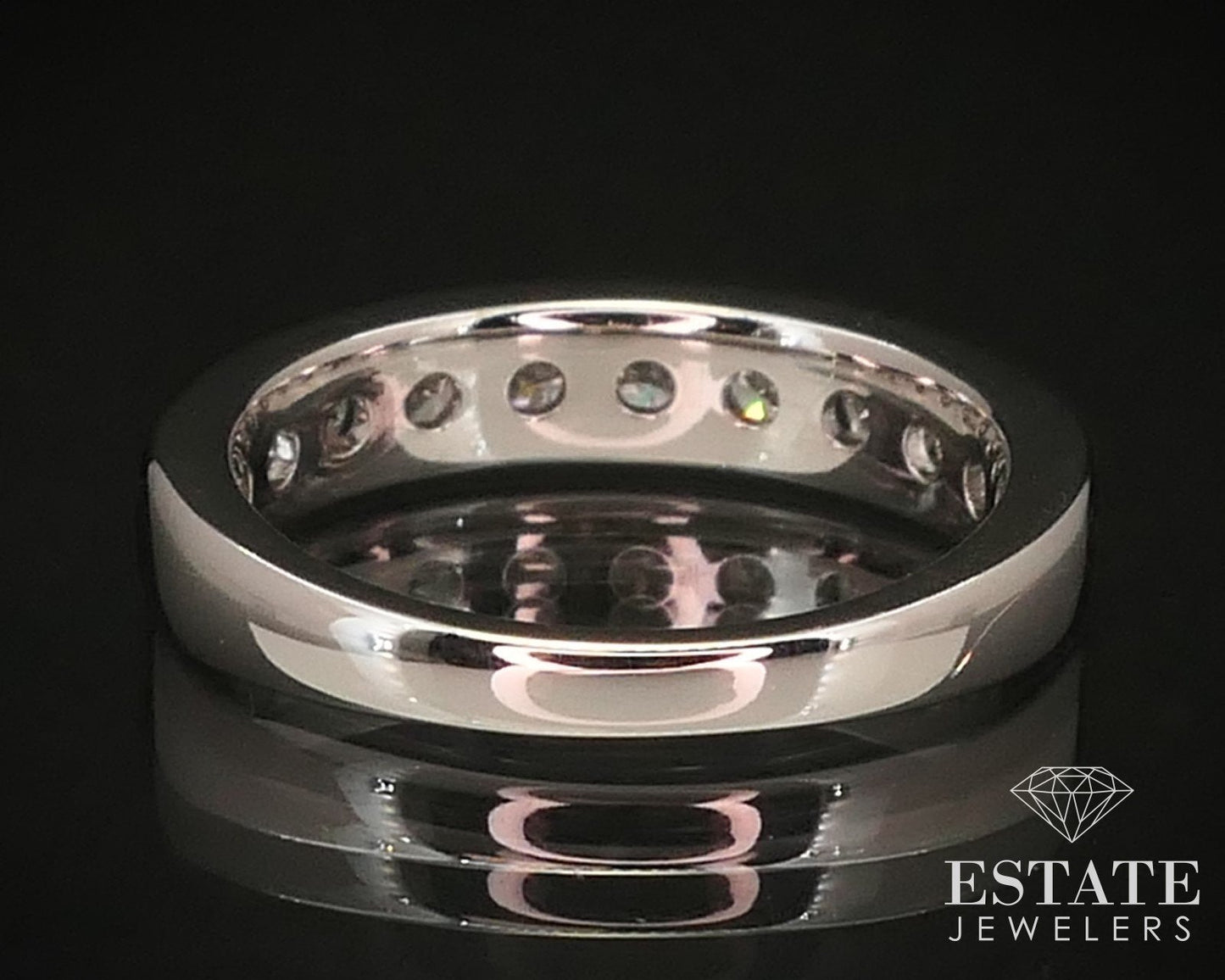 14k White Gold Natural .98ctw Diamond Ladies Wedding Band Ring 3.8g i3726