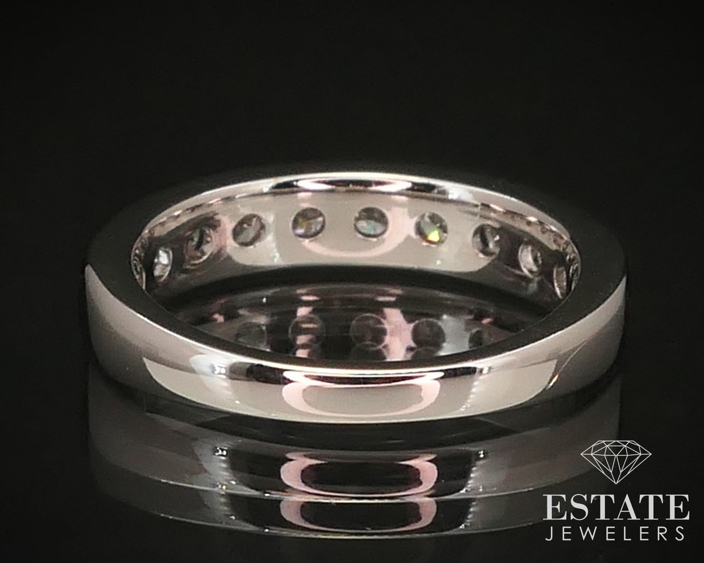 14k White Gold Natural .98ctw Diamond Ladies Wedding Band Ring 3.8g i3726