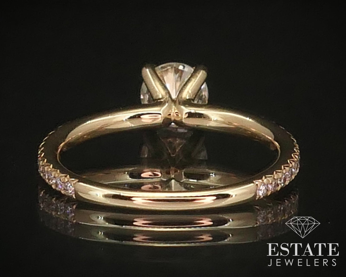 14k Yellow Gold Round Natural .88ctw Diamond Engagement Ring 2.3g i7106