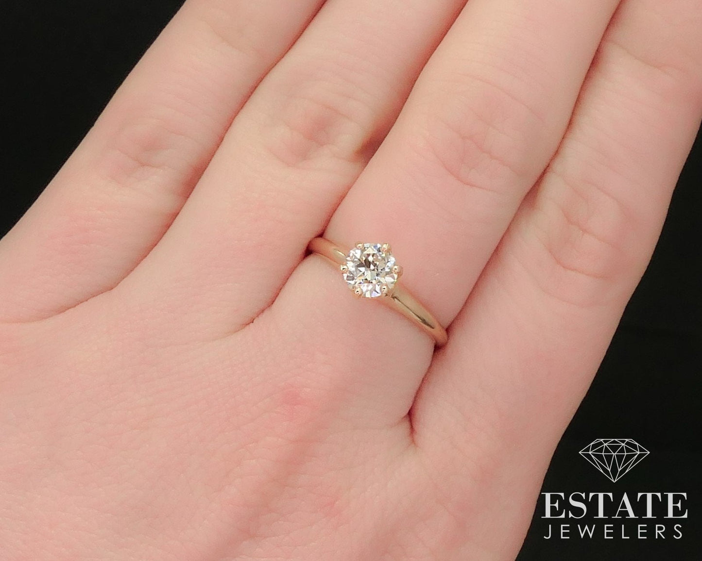 Antique 10k Yellow Gold European Cut .72ct Diamond Solitaire Ring 2.1g i10896