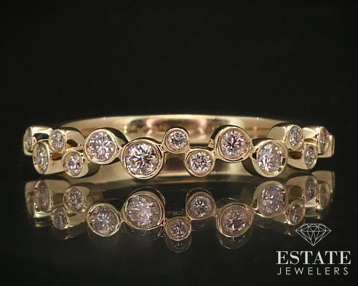 14k Yellow Gold Natural .19ctw Diamond Ladies Wedding Band Ring 1.7g i3780