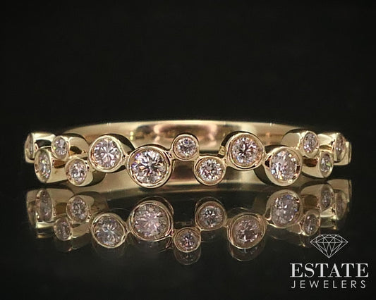 14k Yellow Gold Natural .19ctw Diamond Ladies Wedding Band Ring 1.7g i3780