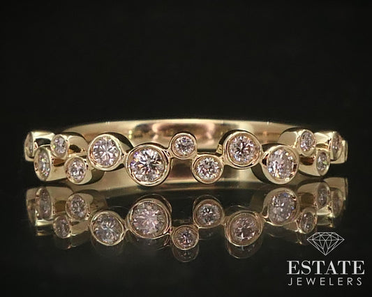 14k Yellow Gold Natural .19ctw Diamond Ladies Wedding Band Ring 1.7g p25504