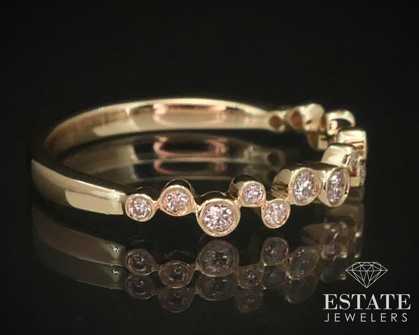 14k Yellow Gold Natural .19ctw Diamond Ladies Wedding Band Ring 1.7g p25504