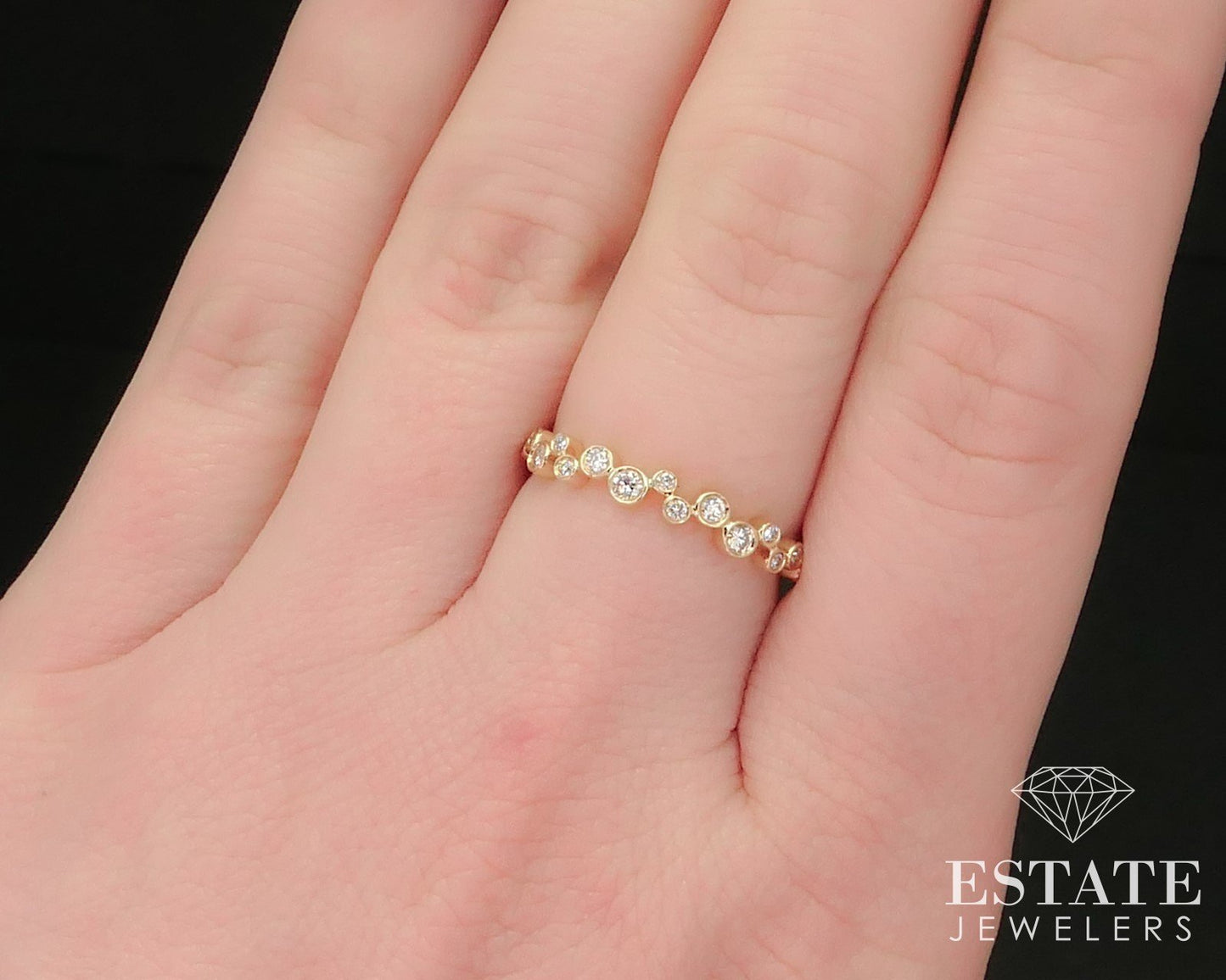 14k Yellow Gold Natural .19ctw Diamond Ladies Wedding Band Ring 1.7g p25504