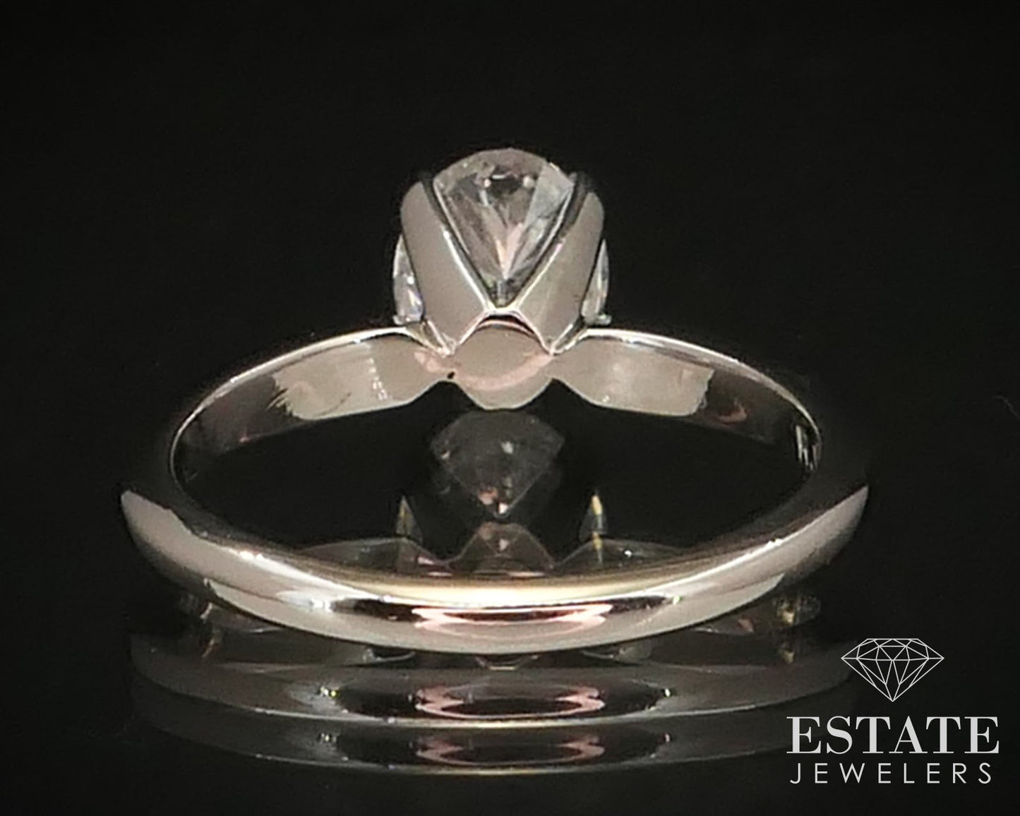 14k White Gold Oval Cut Natural 1.07ct Diamond Solitaire Ring 2.8g i7409