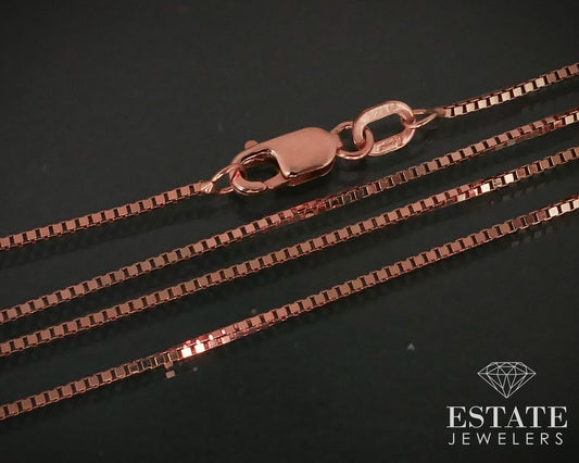 14k Rose Gold .8mm Box Chain Link Ladies Necklace 2.4g 18"L i5188