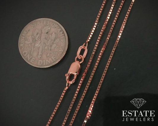 14k Rose Gold .8mm Box Chain Link Ladies Necklace 2.4g 18"L i5188